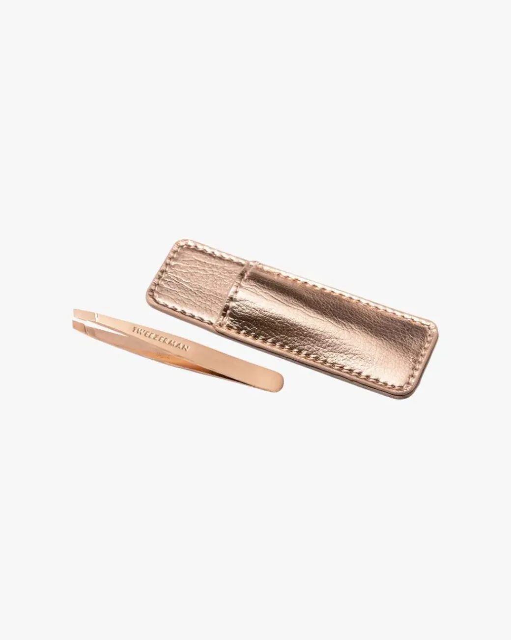 Rose Gold Mini Slant Tweezer & Pouch